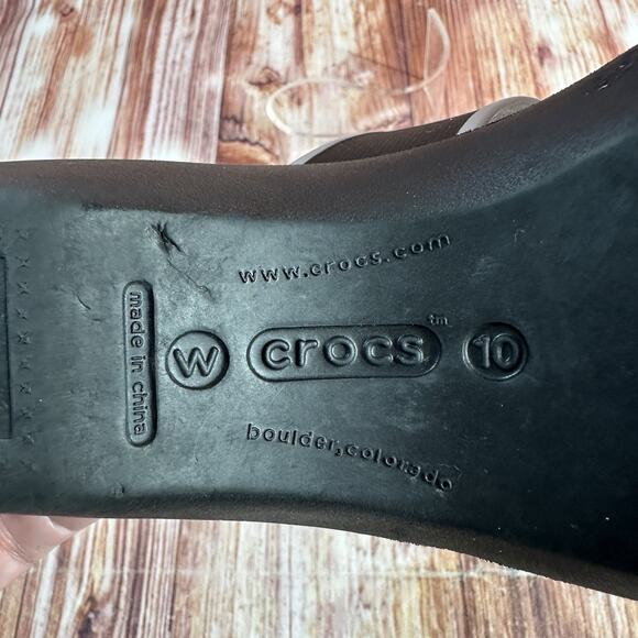 Crocs MADEIRA Size 10 Black Gray Double Strap Wedge Heel Sandal Open Toe Shoes - Picture 10 of 10